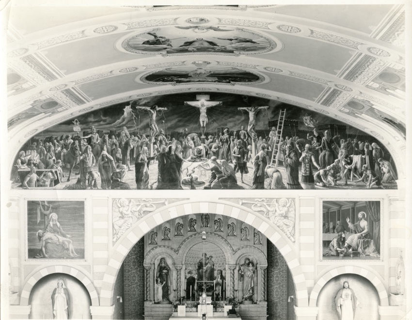 Main altar showing ceiling medallions