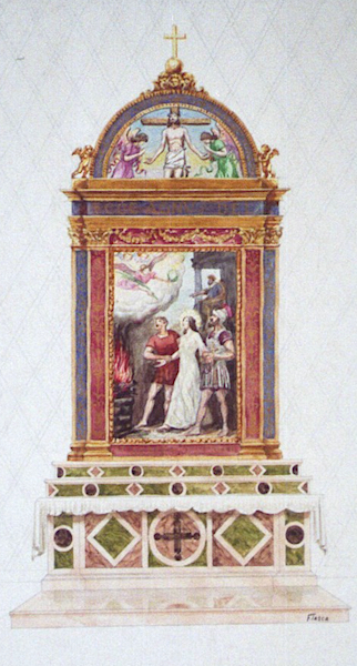 St. Agatha, Cabrini Chapel, -Watercolor sketch, -Archive of the Tasca Estate