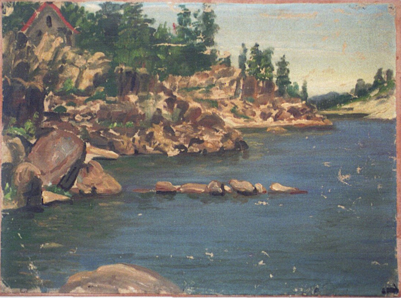 Big Bear Lake, 1925 to 1930, -Oil on canvas, -Collection of the Tasca Estate
