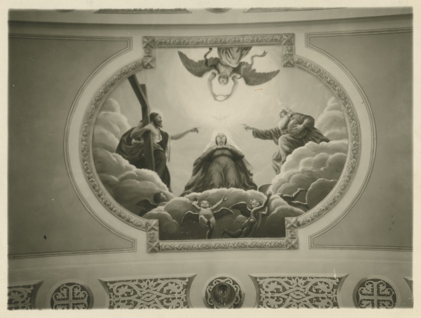 Ceiling Medallion, -The Crowning of Our Lady Queen of Heaven, -Fifth Glorious Mystery