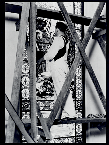 Fausto painting windows, -Our Lady of the Rosary Church