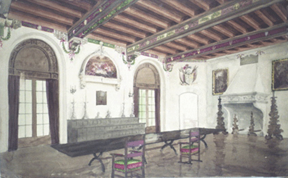Design for Italianate dining room, 1919 or 1920, -Watercolor on paper, -Archive of the Tasca Estate