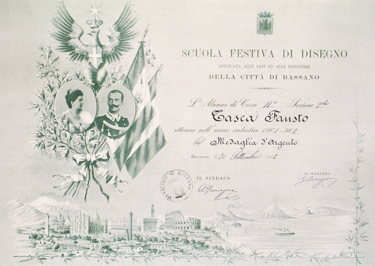Silver Medal, School of Design, -Bassano del Grappa, 1901-1902, -Archive of the Tasca Estate