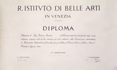 Honorable Mention, Landscape, -Royal Institute of Fine Arts, -Venice, 1905-1906, -Archive of the Tasca Estate