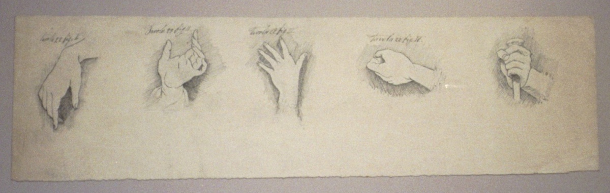 Study of hands, 1904&#8211;1906, -Ink on paper, -Collection of the Tasca Estate